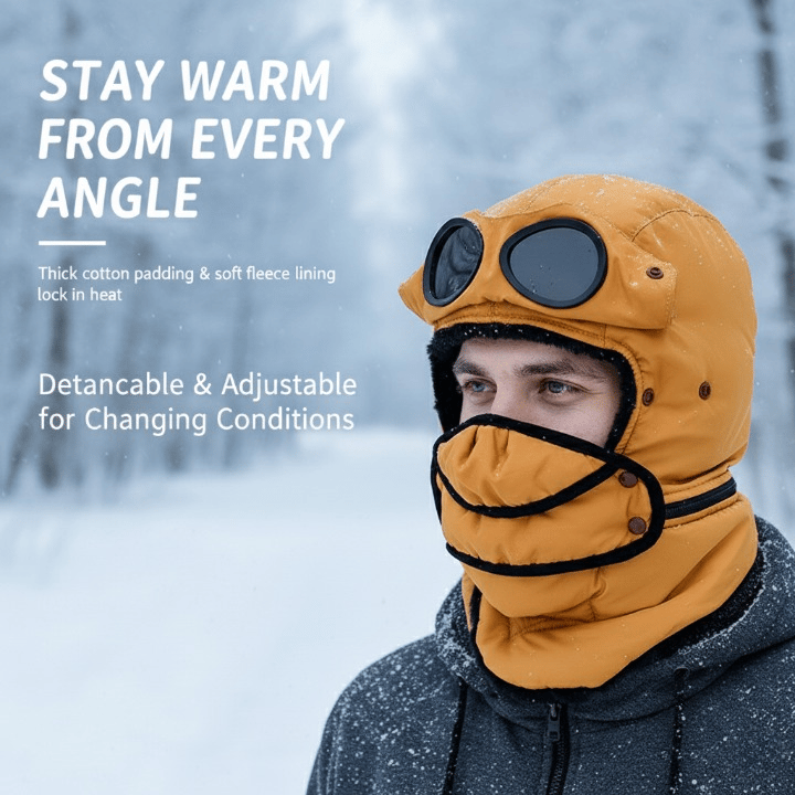 Winter 4 in 1 Windproof Warm Hat Detachable Mask Neckband