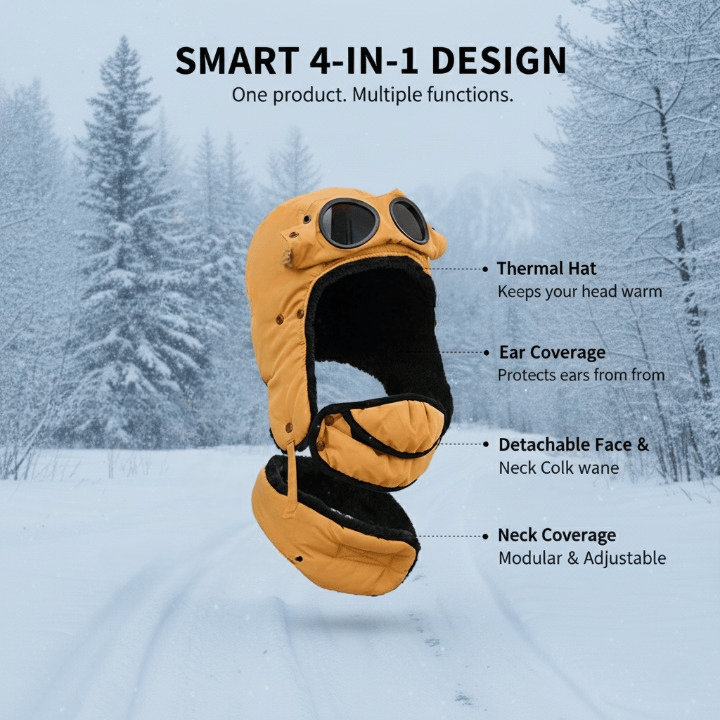 Winter 4 in 1 Windproof Warm Hat Detachable Mask Neckband