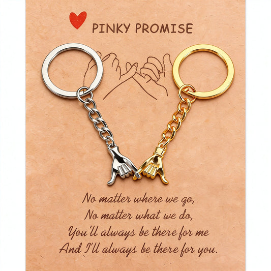 💕 Pinky Promise Matching Keychains – 2-Piece Couple Gift for Valentine’s, Birthdays & Best Friends 🎁✨