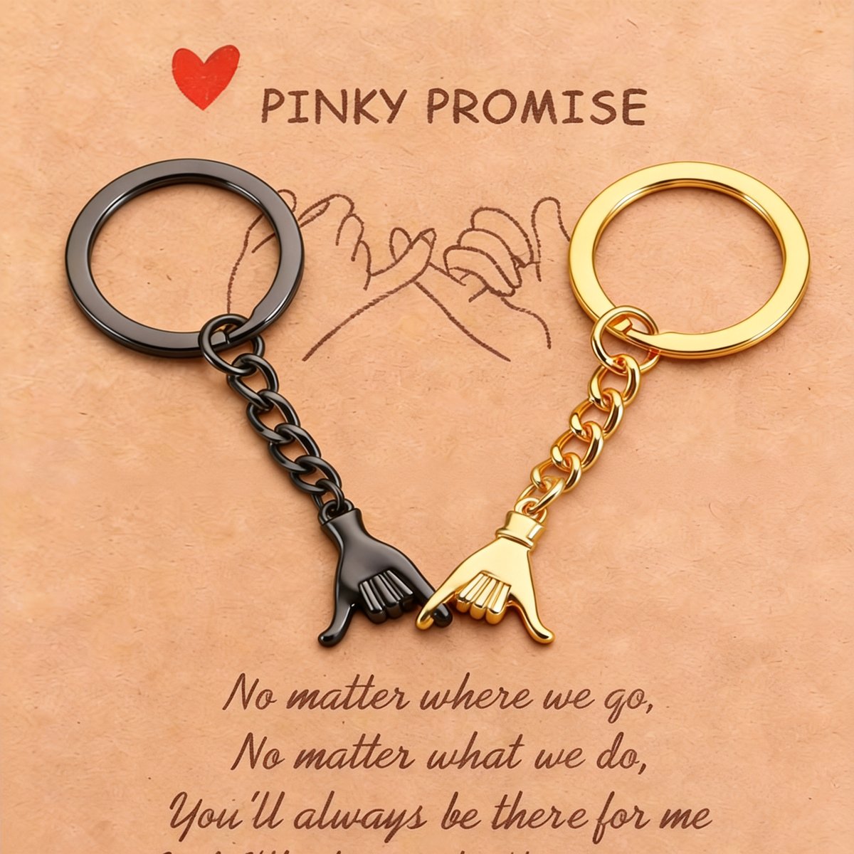 💕 Pinky Promise Matching Keychains – 2-Piece Couple Gift for Valentine’s, Birthdays & Best Friends 🎁✨