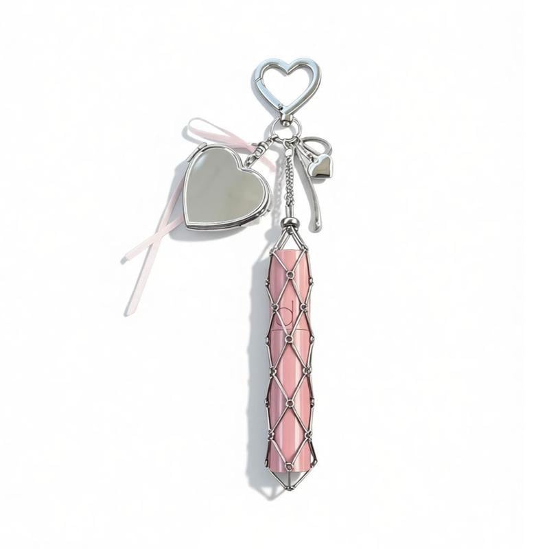 🔥LAST DAY 50% OFF💄Lipstick Holder Keychain with Mirror & Bling Charms