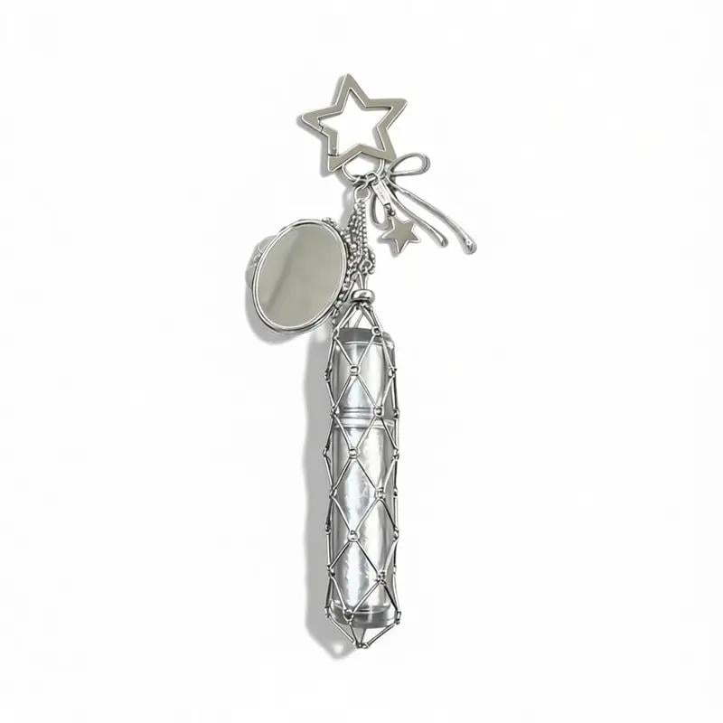 🔥LAST DAY 50% OFF💄Lipstick Holder Keychain with Mirror & Bling Charms