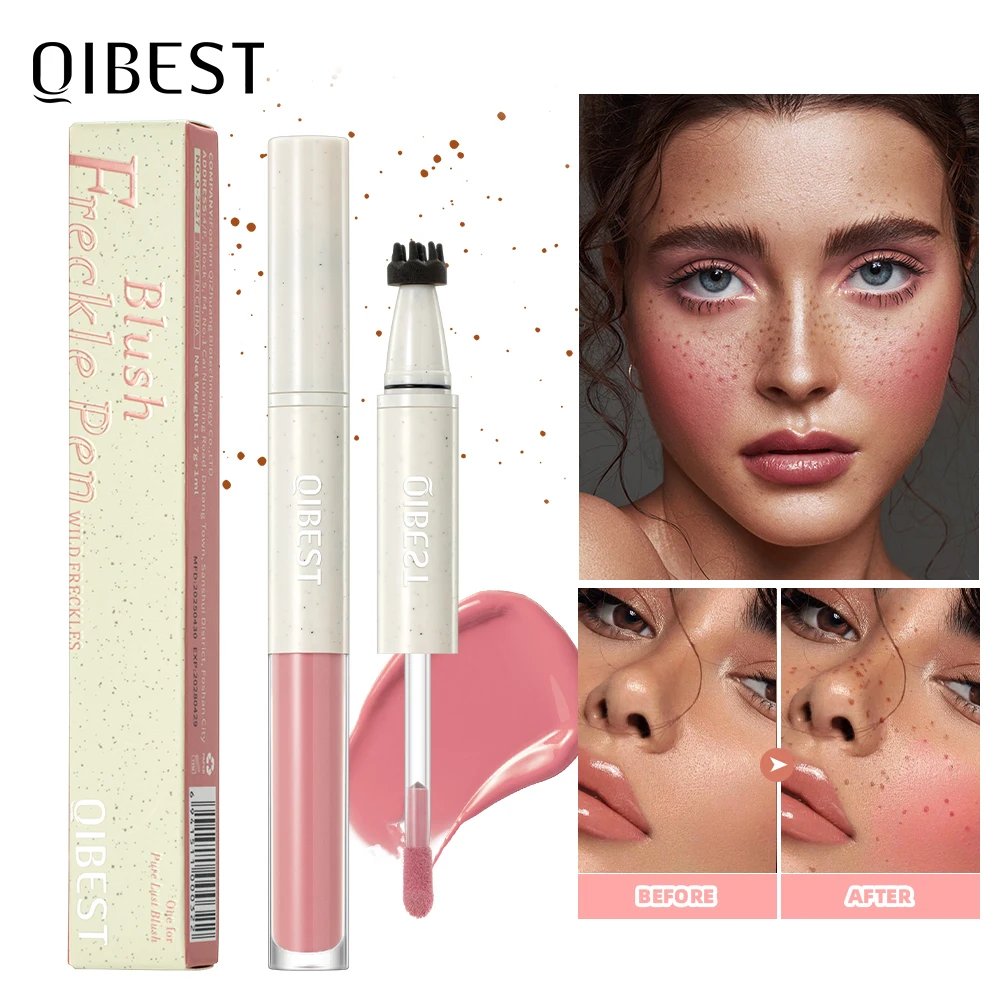 🏆Hot Sale⚡2-in-1 Natural Freckle Pen and Liquid Blush for Waterproof, Long-Lasting Sunkissed Makeup