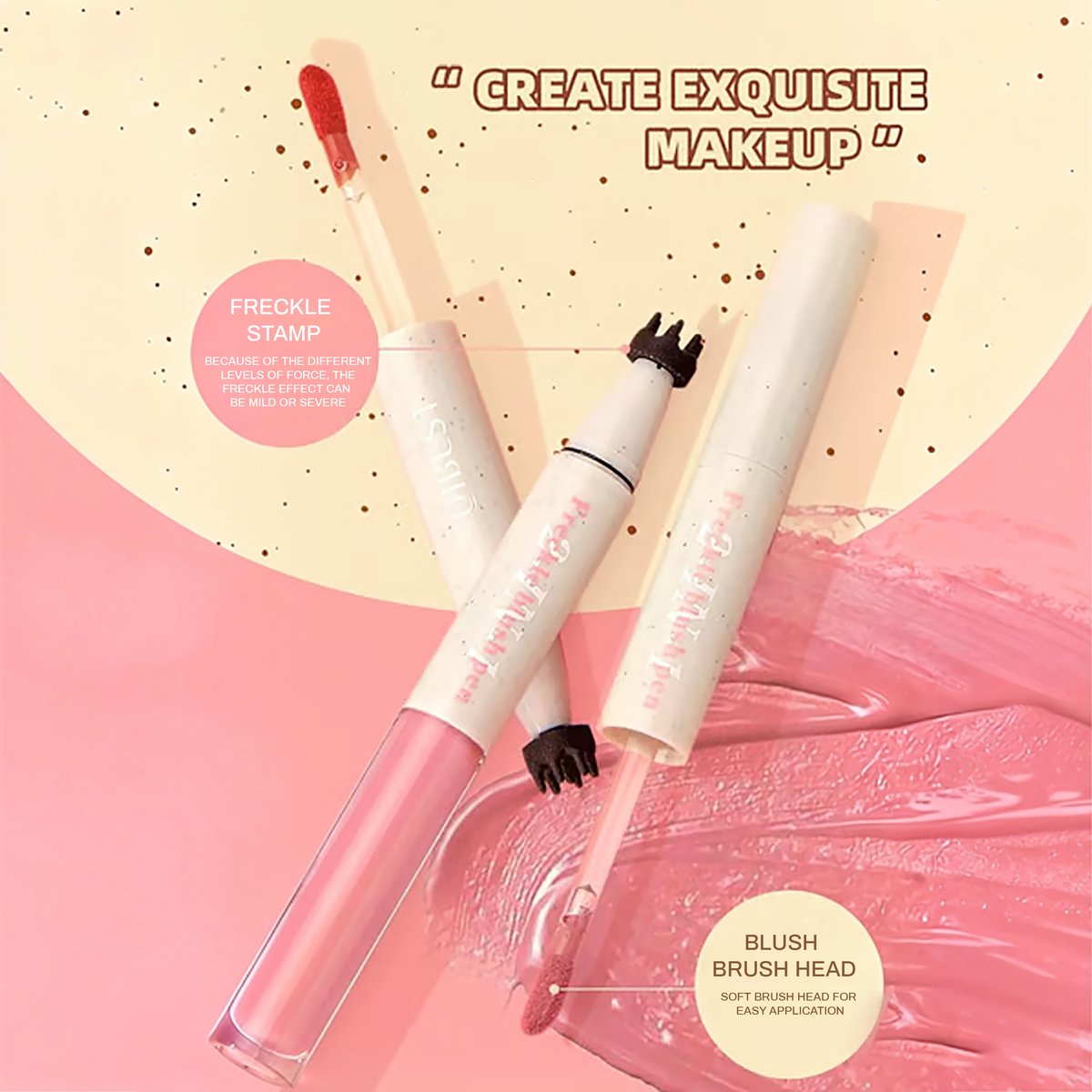 🏆Hot Sale⚡2-in-1 Natural Freckle Pen and Liquid Blush for Waterproof, Long-Lasting Sunkissed Makeup