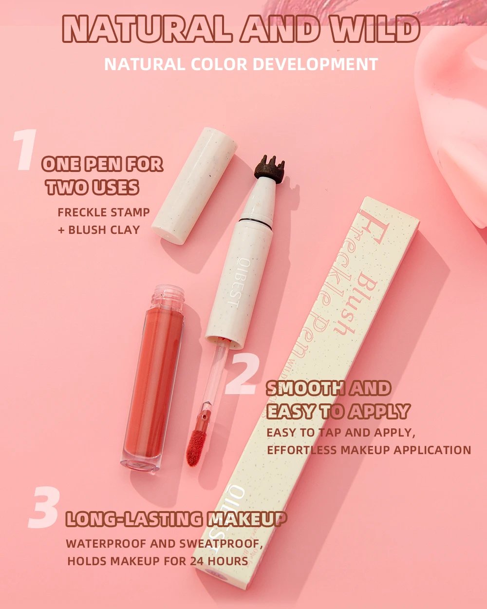 🏆Hot Sale⚡2-in-1 Natural Freckle Pen and Liquid Blush for Waterproof, Long-Lasting Sunkissed Makeup