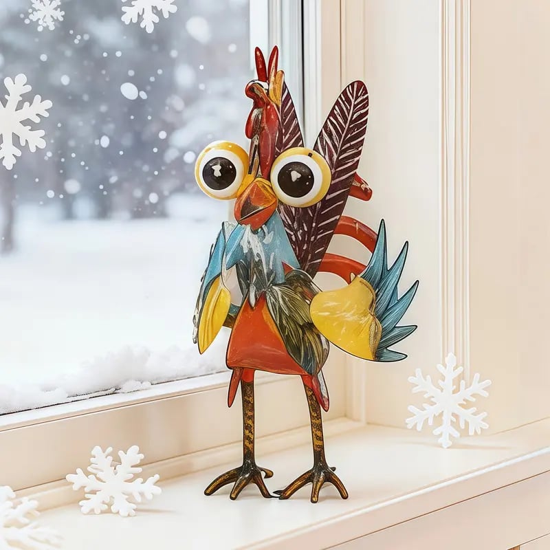 ✨2026 Spring Special Offer 49% OFF🐓 Colorful Metal Rooster Statue - Farmhouse, Patio, and Garden Decor