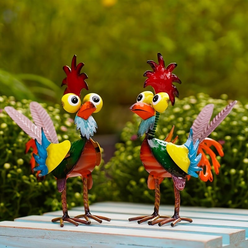 ✨2026 Spring Special Offer 49% OFF🐓 Colorful Metal Rooster Statue - Farmhouse, Patio, and Garden Decor