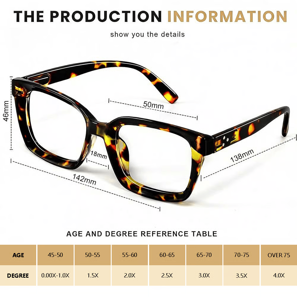 🔥Hot Sale-✨👓Tortoiseshell Reading Glasses - Blue Light Blocking Oversized Square Reaters