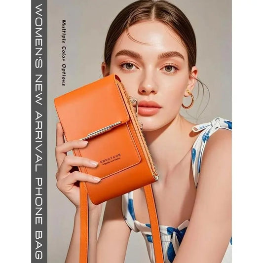 2026 Trendy Minimalist Elegant Women's Touchscreen Crossbody Phone Wallet - Multi-Card Slots & Coin Pouch