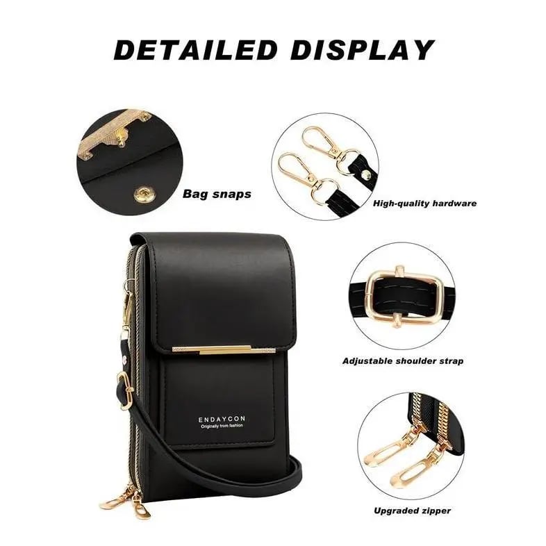 2026 Trendy Minimalist Elegant Women's Touchscreen Crossbody Phone Wallet - Multi-Card Slots & Coin Pouch