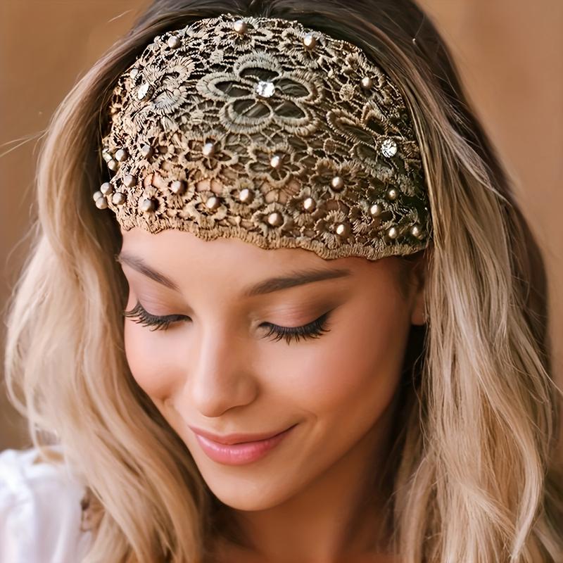 💥Vintage Floral Beaded Wide Headbands for Women