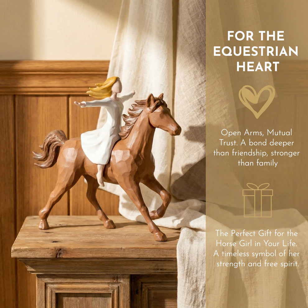 🔥Last Day 49% OFF-Handmade Resin Girl Riding Horse Figurine
