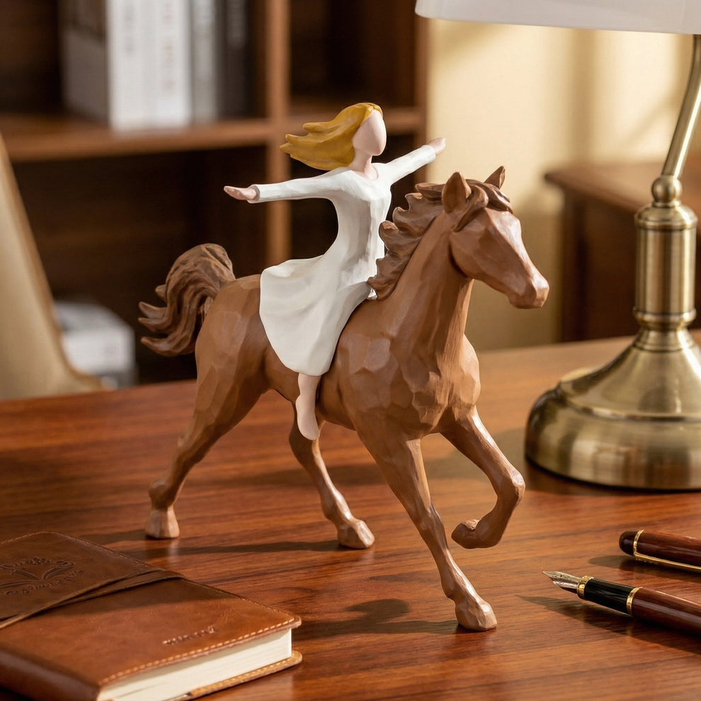🔥Last Day 49% OFF-Handmade Resin Girl Riding Horse Figurine
