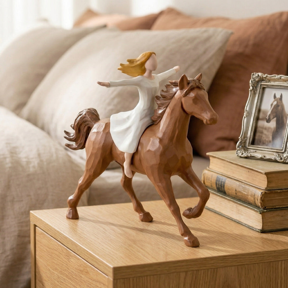 🔥Last Day 49% OFF-Handmade Resin Girl Riding Horse Figurine