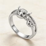 🏆Last Day Promotion 49% OFF 💕 ✨ Handcrafted Highland Cow 925 Sterling Silver Adjustable Ring