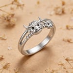 🏆Last Day Promotion 49% OFF 💕 ✨ Handcrafted Highland Cow 925 Sterling Silver Adjustable Ring