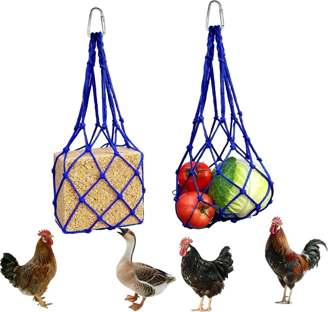 🐔Chicken Vegetable String Bag – Poultry Fruit Holder & Cabbage Feeder with Hook 🥬