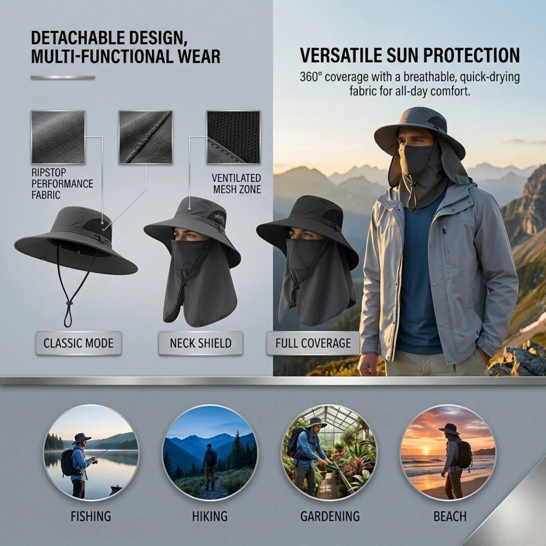 🎁Buy 1 Get 1 Free🎁Spring/Summer Fisherman's Hat Detachable Outdoor Fishing Face Covering Neck Protection