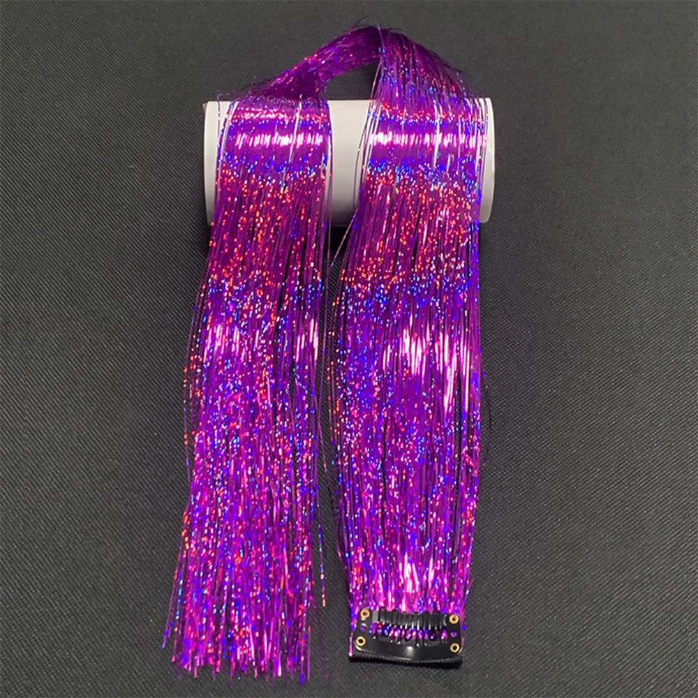 （4PCS/Set）Sparkling Fairy Hair Tinsel Extensions 🌈 Heat-Resistant Glitter Strands for Women ✨