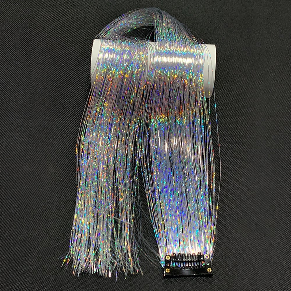 （4PCS/Set）Sparkling Fairy Hair Tinsel Extensions 🌈 Heat-Resistant Glitter Strands for Women ✨