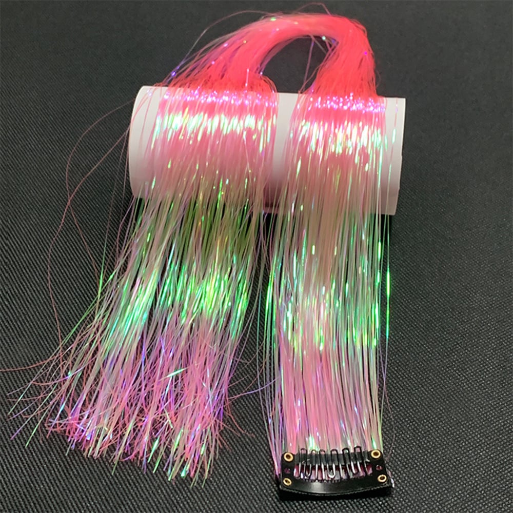 （4PCS/Set）Sparkling Fairy Hair Tinsel Extensions 🌈 Heat-Resistant Glitter Strands for Women ✨