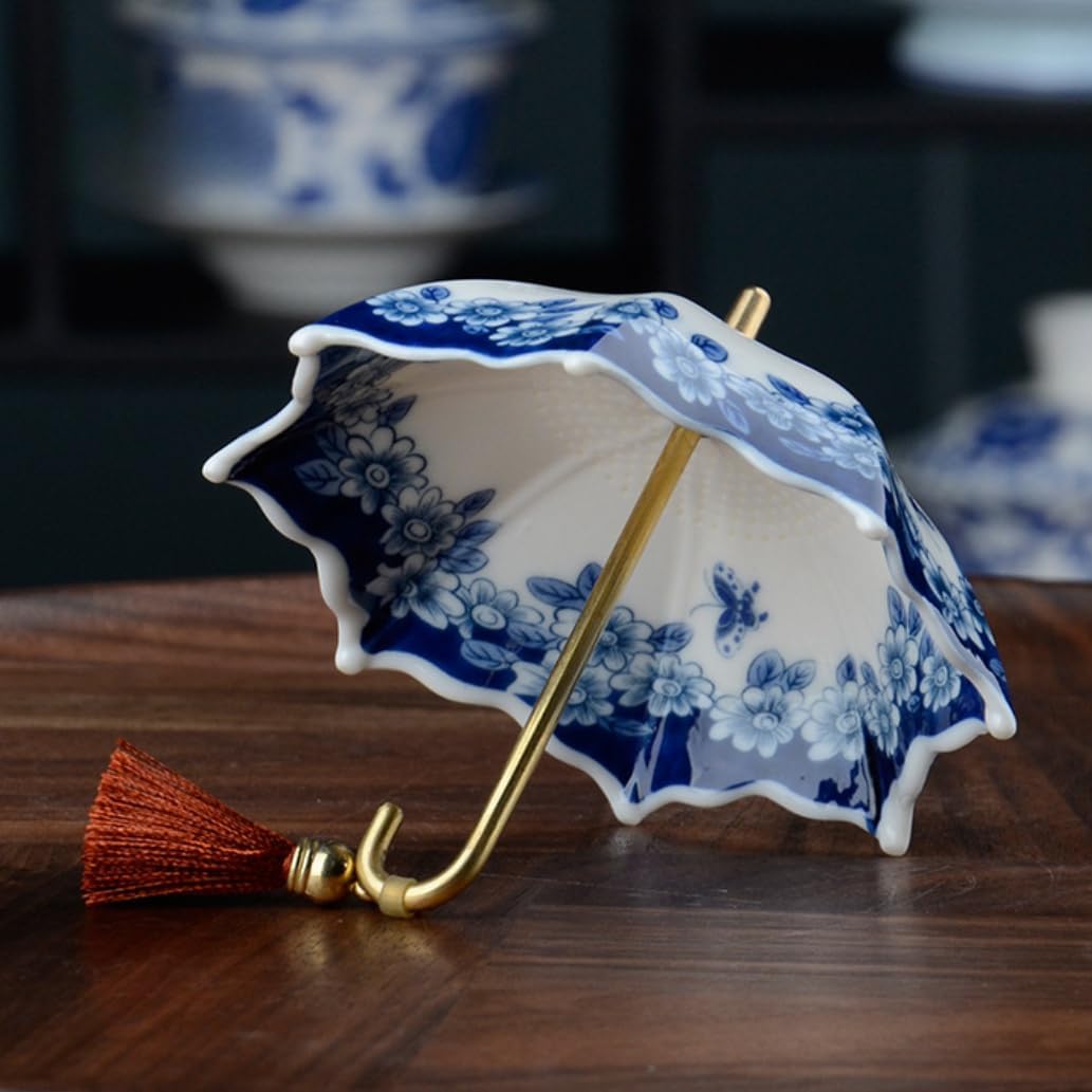 5 Thousand Years Blue and White Porcelain Umbrella Tea Infuser Set