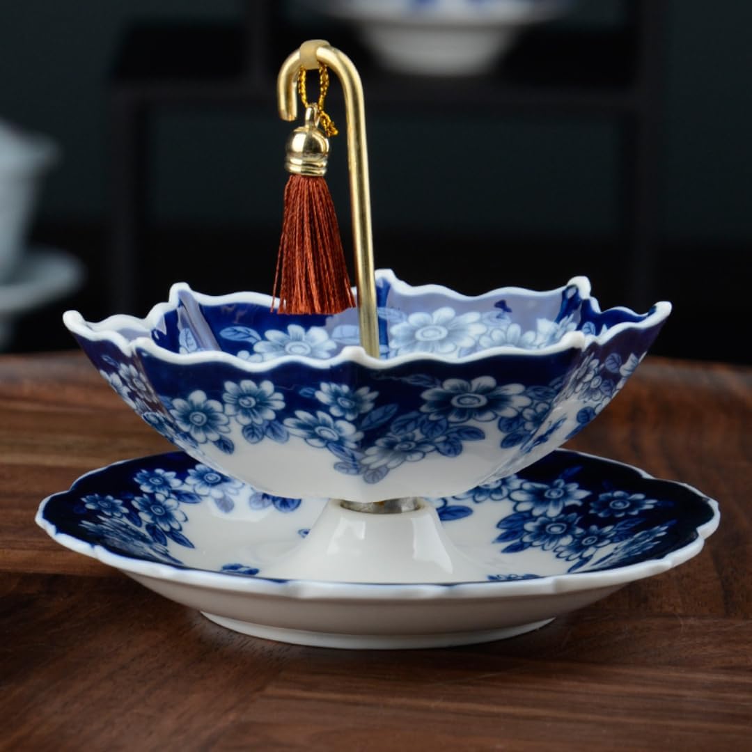 5 Thousand Years Blue and White Porcelain Umbrella Tea Infuser Set