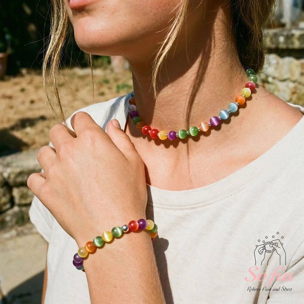 🔥Summer Hot Sale🌈 Dopamine Rainbow Choker Set
