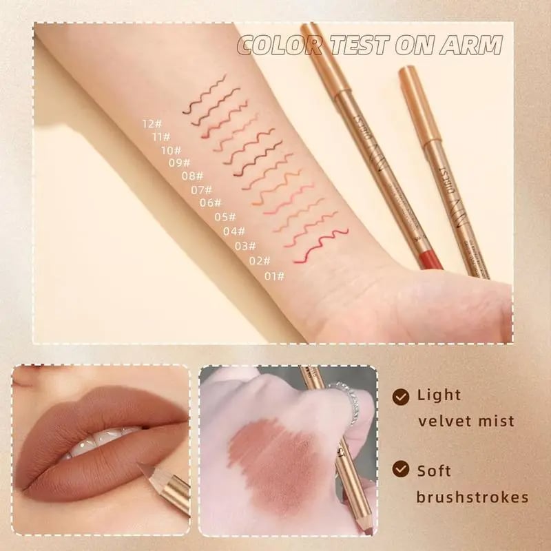 🔥12pcs/set Moisturize Matte Lip Liner Pencil，Great value for the price.
