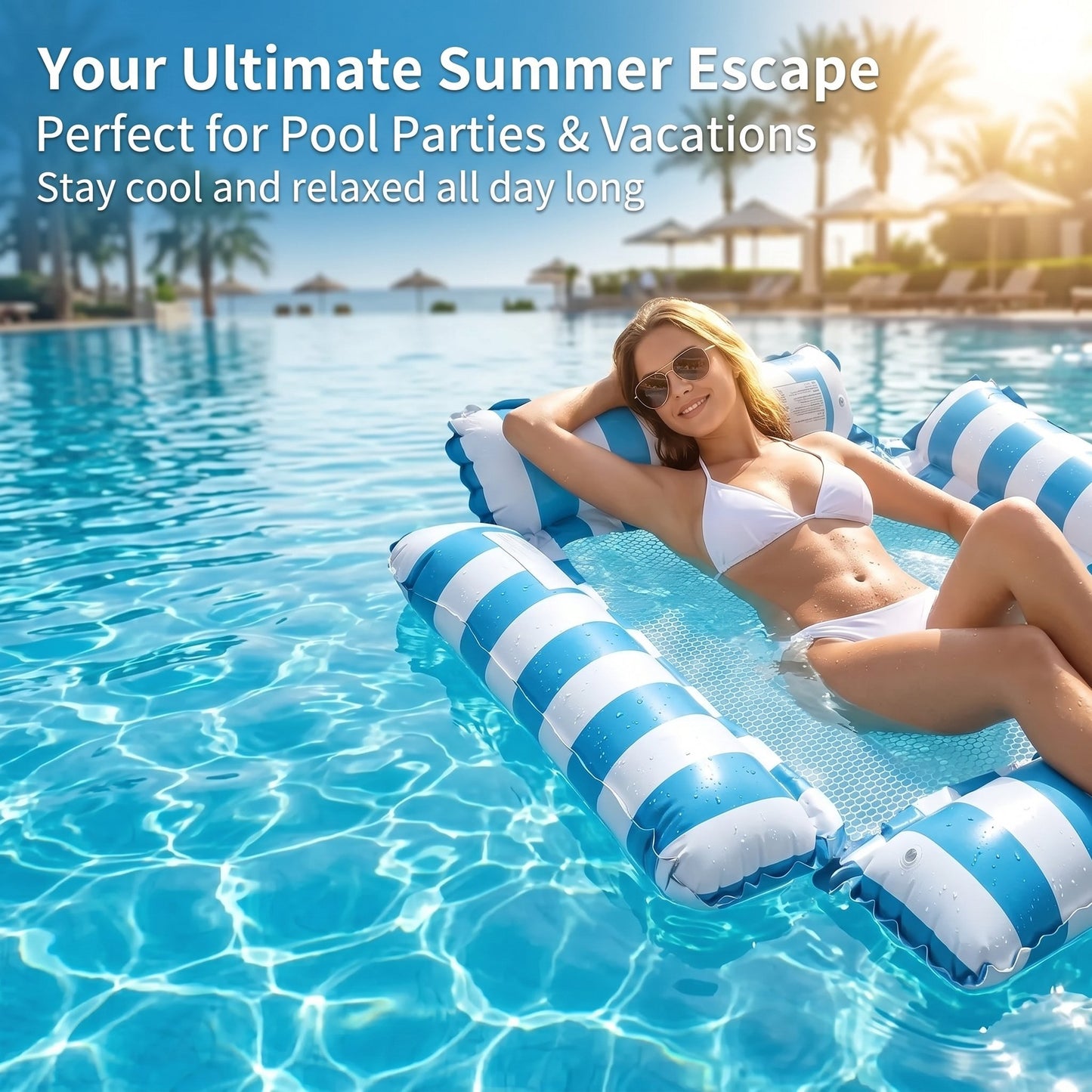 🌞Summer must-have🔥4-in-1 Inflatable Water Hammock – Pool Floating Lounge Chair & Swimming Bed