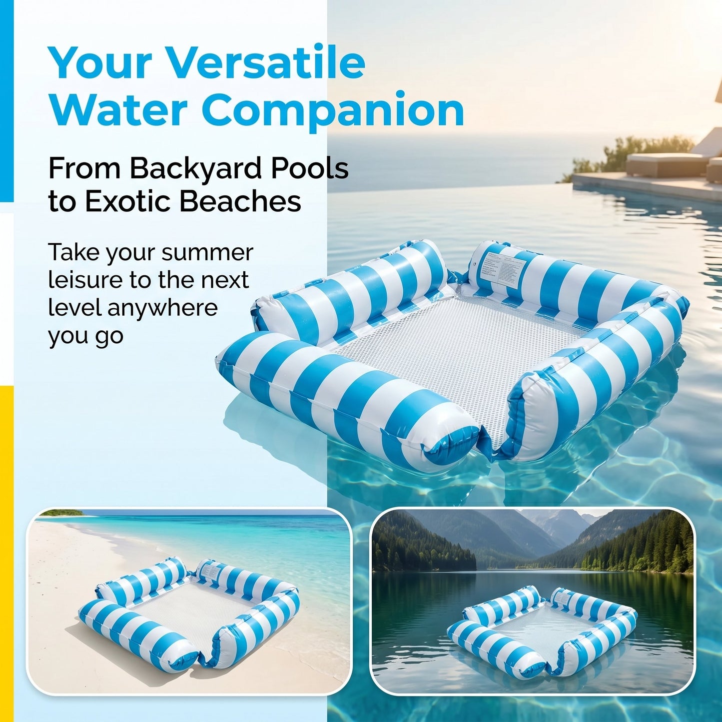 🌞Summer must-have🔥4-in-1 Inflatable Water Hammock – Pool Floating Lounge Chair & Swimming Bed