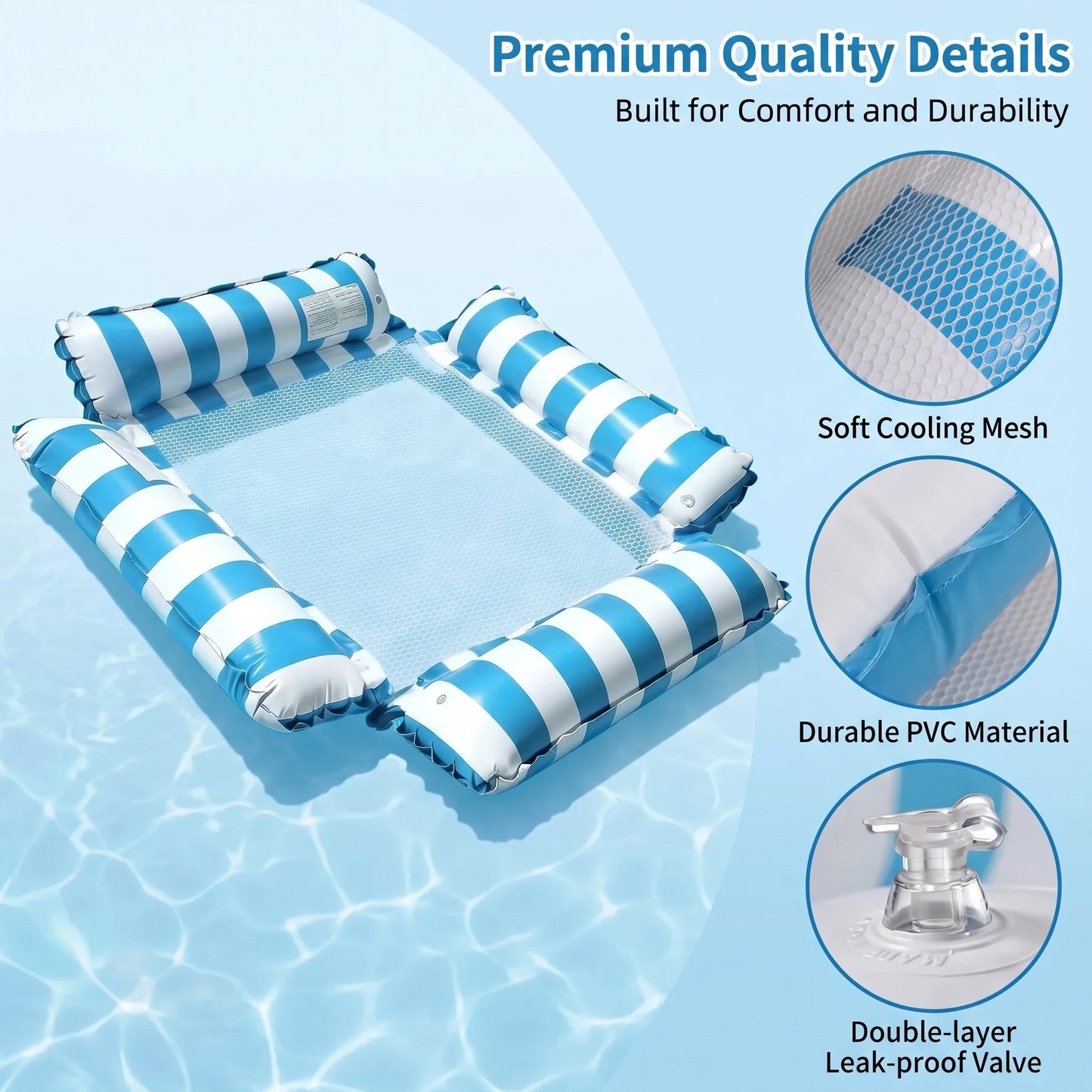🌞Summer must-have🔥4-in-1 Inflatable Water Hammock – Pool Floating Lounge Chair & Swimming Bed