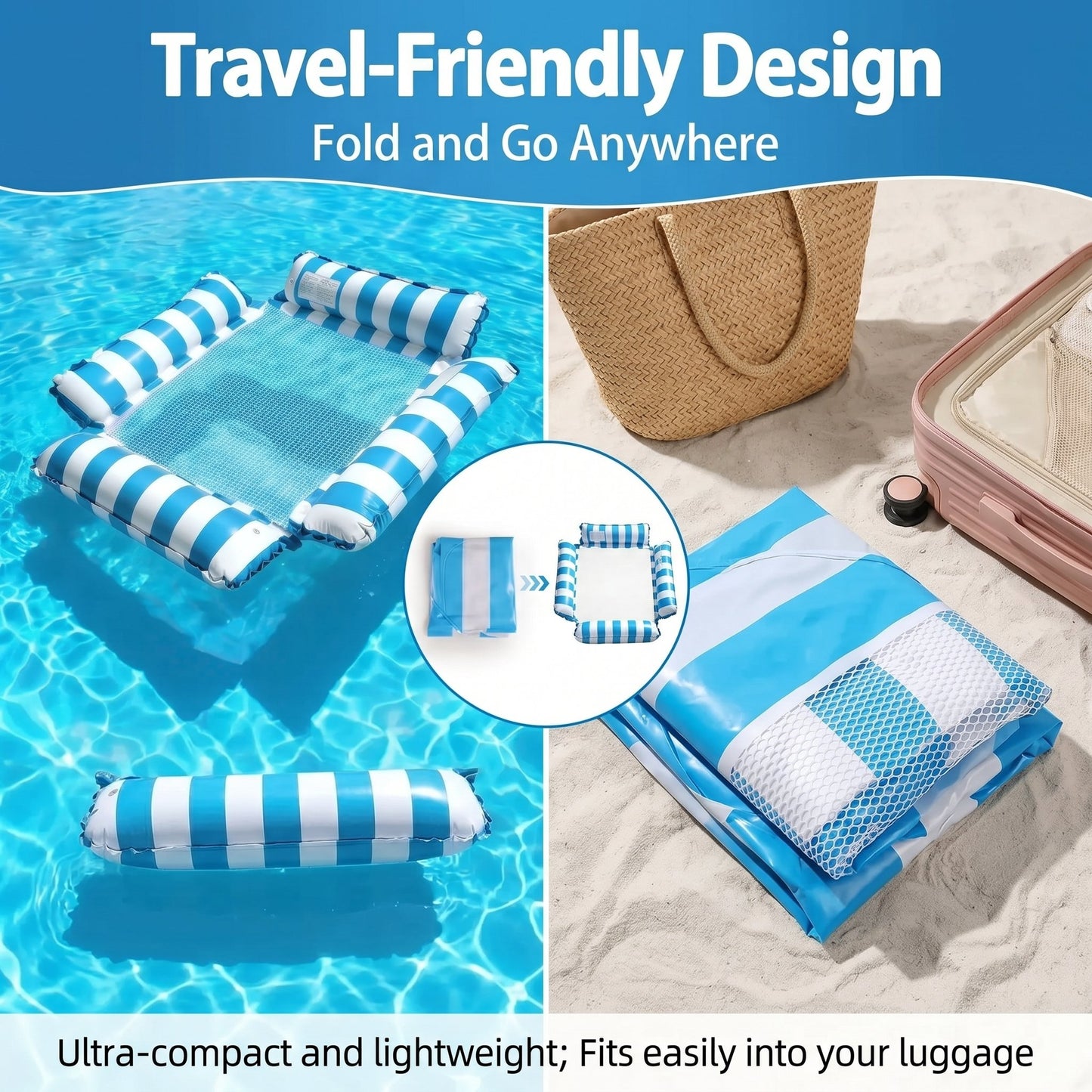 🌞Summer must-have🔥4-in-1 Inflatable Water Hammock – Pool Floating Lounge Chair & Swimming Bed