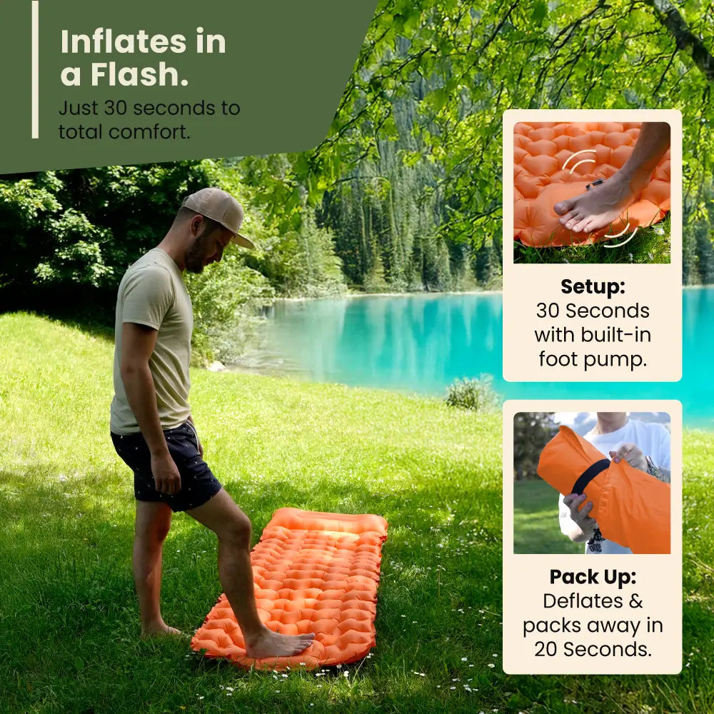 🔥Last 50% 🏖️Lounge Mat– Portable, water-bottle sized, and self-inflating