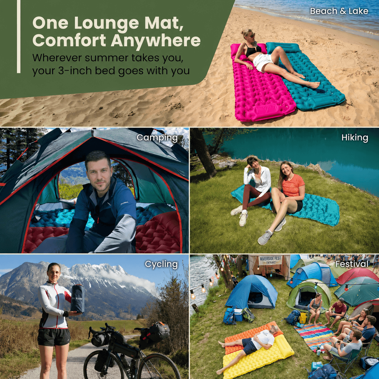 🔥Last 50% 🏖️Lounge Mat– Portable, water-bottle sized, and self-inflating