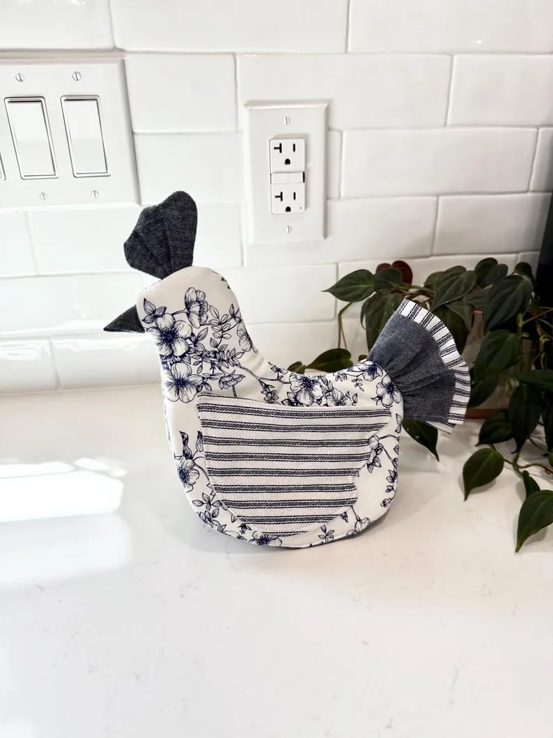 🐔 Handmade Chicken Oven Mitt & Pot Holder – Quilted Hen Hot Pad, Insulated & Heat Resistant, Farmhouse Kitchen Decor