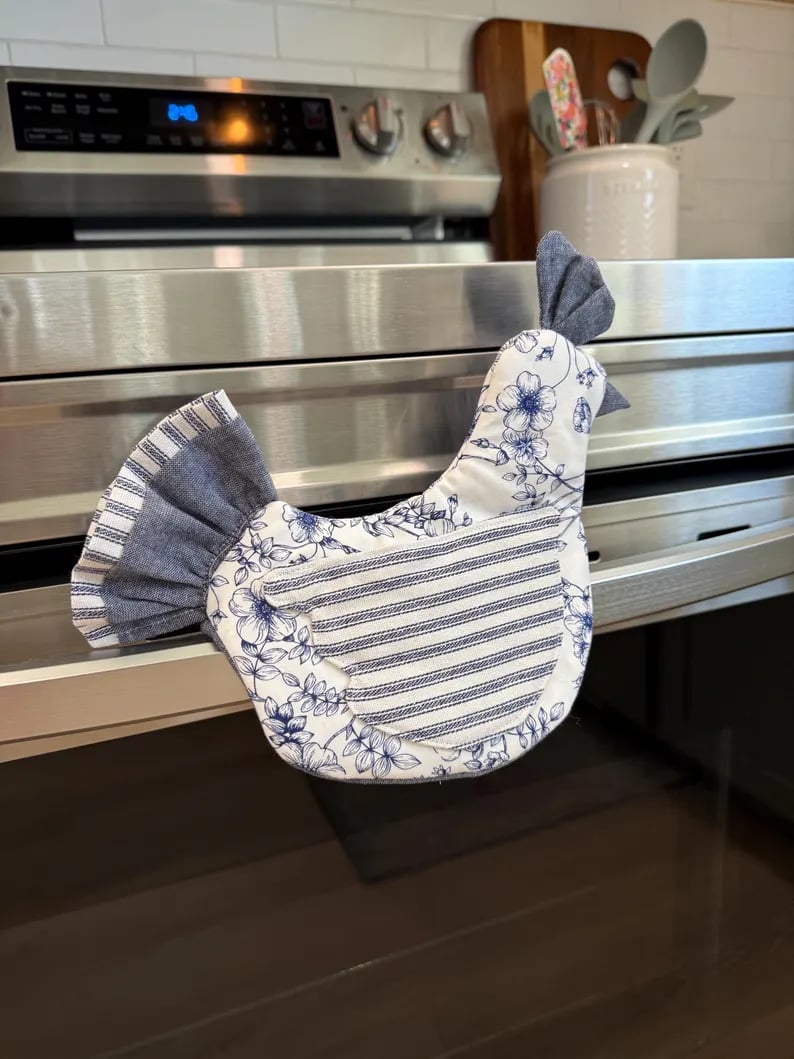 🐔 Handmade Chicken Oven Mitt & Pot Holder – Quilted Hen Hot Pad, Insulated & Heat Resistant, Farmhouse Kitchen Decor