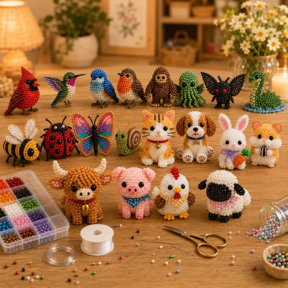 🧵✨Petite 3D Beaded Animal Craft Kit – Perfect for Craft Lovers & Cute Decor Collectors