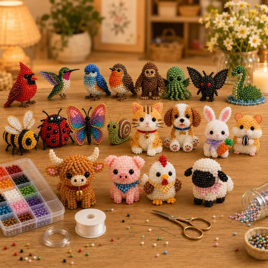🧵✨Petite 3D Beaded Animal Craft Kit – Perfect for Craft Lovers & Cute Decor Collectors