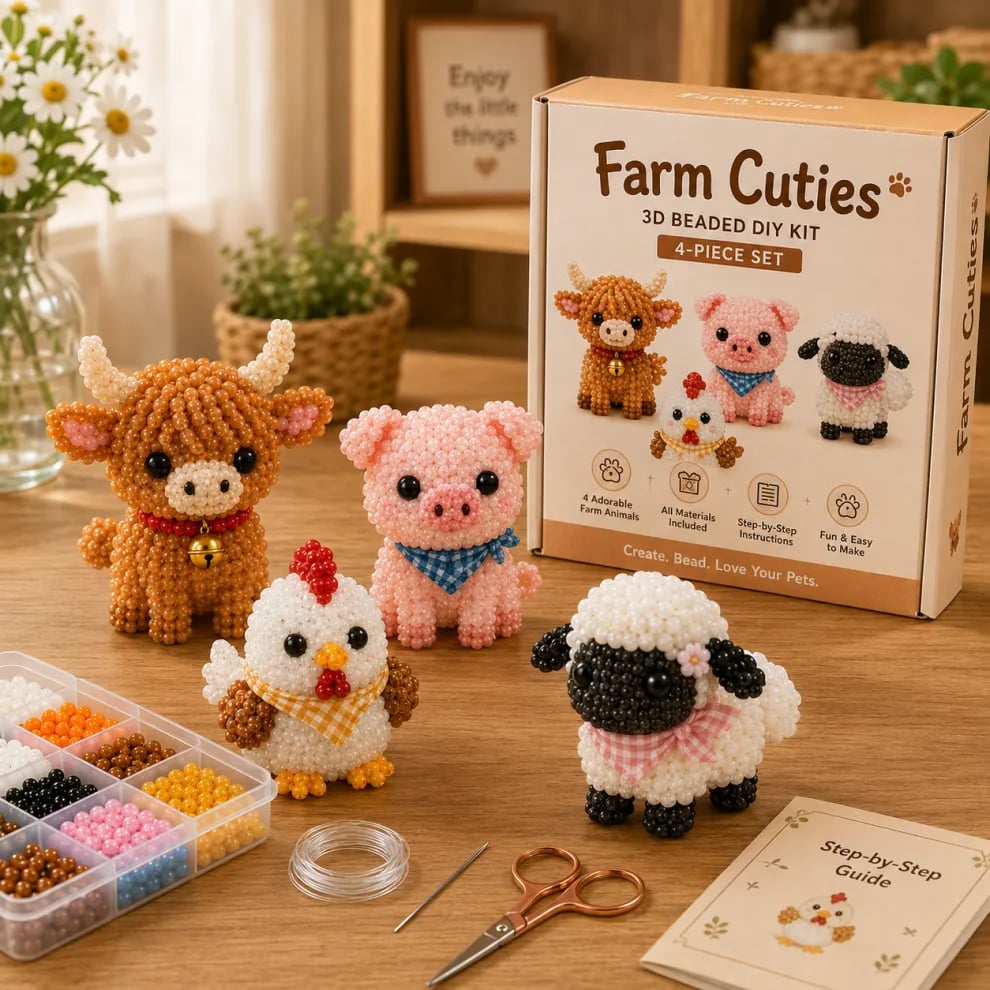 🧵✨Petite 3D Beaded Animal Craft Kit – Perfect for Craft Lovers & Cute Decor Collectors