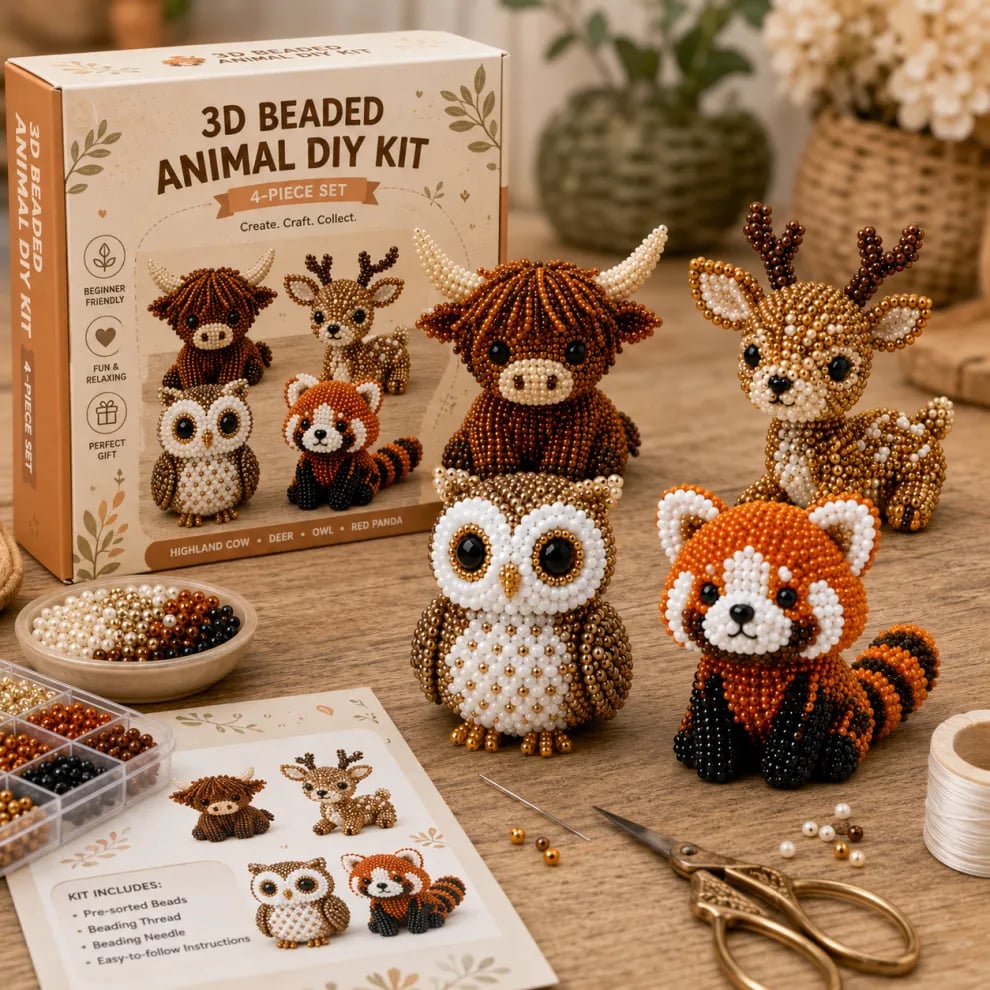 🧵✨Petite 3D Beaded Animal Craft Kit – Perfect for Craft Lovers & Cute Decor Collectors