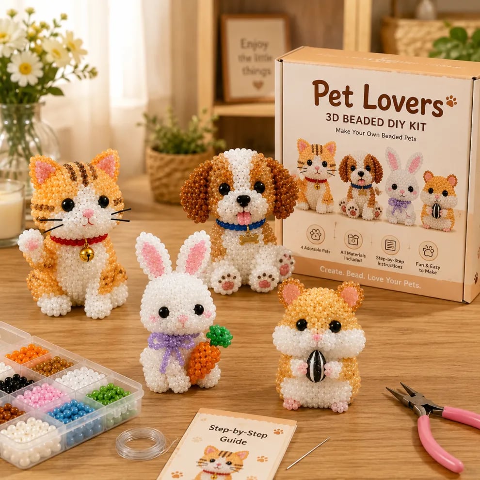 🧵✨Petite 3D Beaded Animal Craft Kit – Perfect for Craft Lovers & Cute Decor Collectors