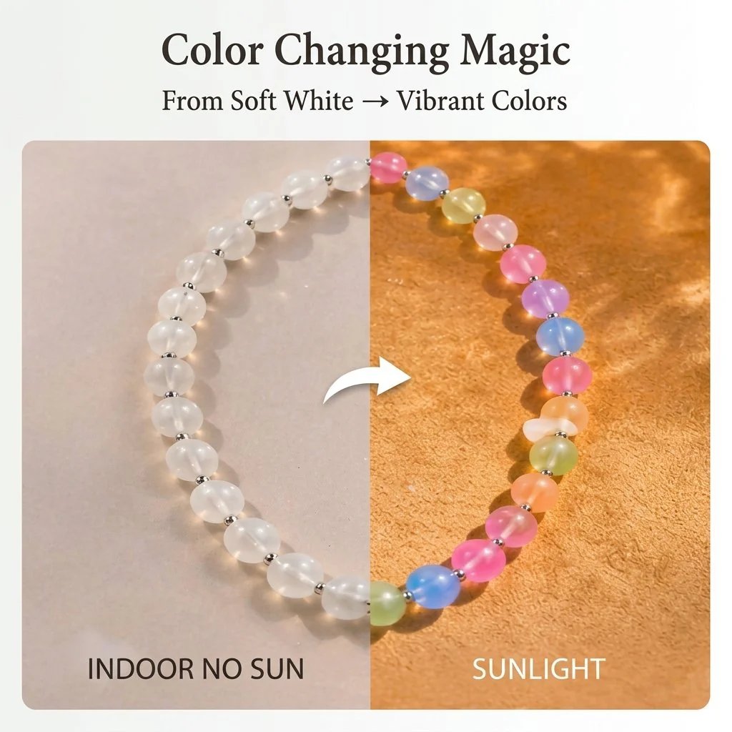 🌈UV Color-Changing Necklace That Turns Rainbow in Sunlight