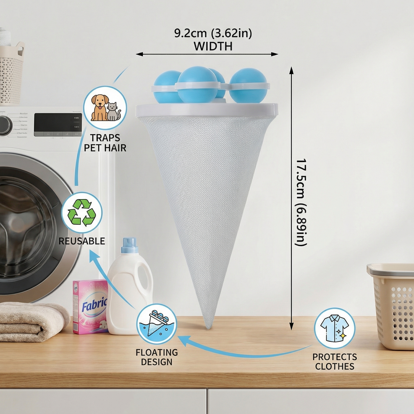 Upgraded Washing Machine Filter Bag- Hair Removal Cleaning Floating Laundry Ball