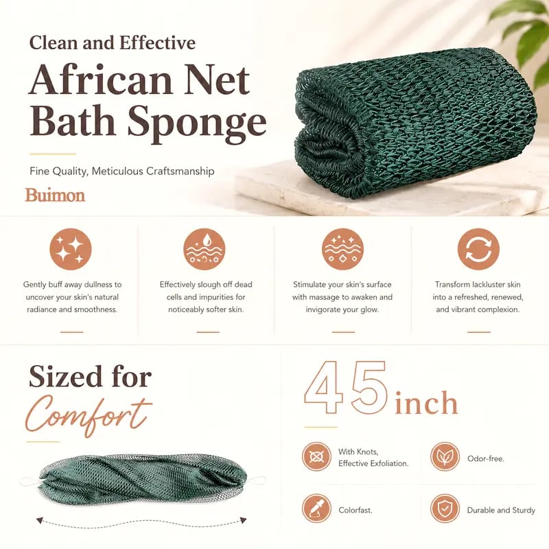 🔥BUY 1 FREE 1🧼✨African Exfoliating Body Net Sponge | Deep Clean, Smooth Skin & Fast-Drying Comfort