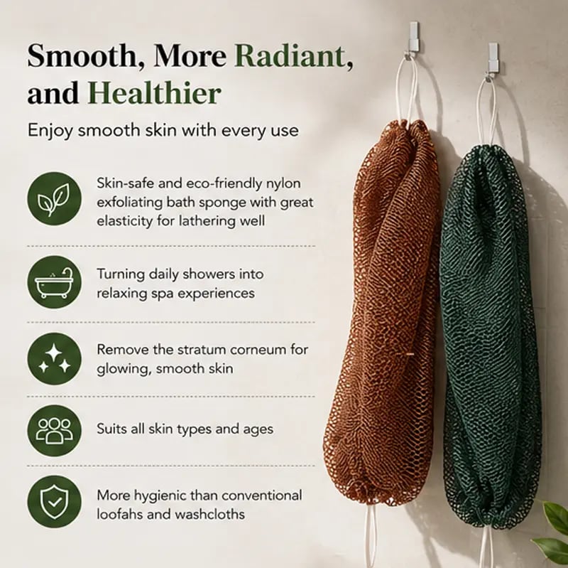 🔥BUY 1 FREE 1🧼✨African Exfoliating Body Net Sponge | Deep Clean, Smooth Skin & Fast-Drying Comfort