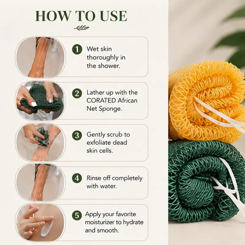🔥BUY 1 FREE 1🧼✨African Exfoliating Body Net Sponge | Deep Clean, Smooth Skin & Fast-Drying Comfort
