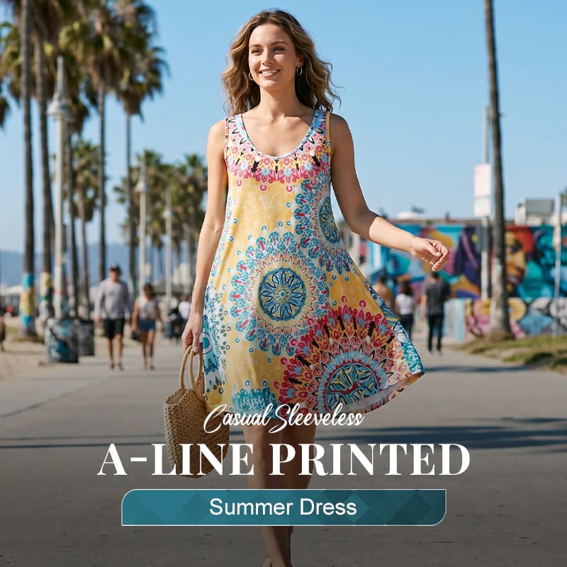 🌸 Summer Breeze Sleeveless A-Line Dress – Lightweight, Breathable & Flattering Everyday Comfort