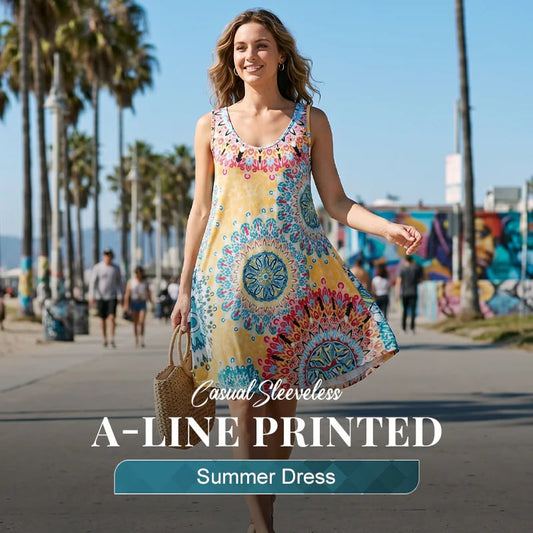 🌸 Summer Breeze Sleeveless A-Line Dress – Lightweight, Breathable & Flattering Everyday Comfort