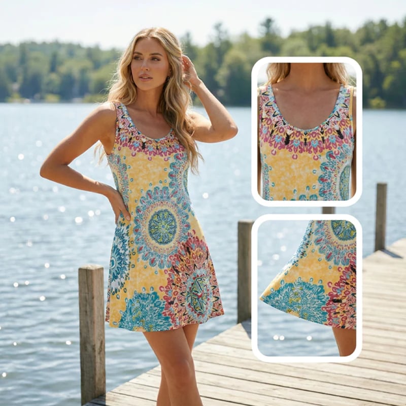 🌸 Summer Breeze Sleeveless A-Line Dress – Lightweight, Breathable & Flattering Everyday Comfort
